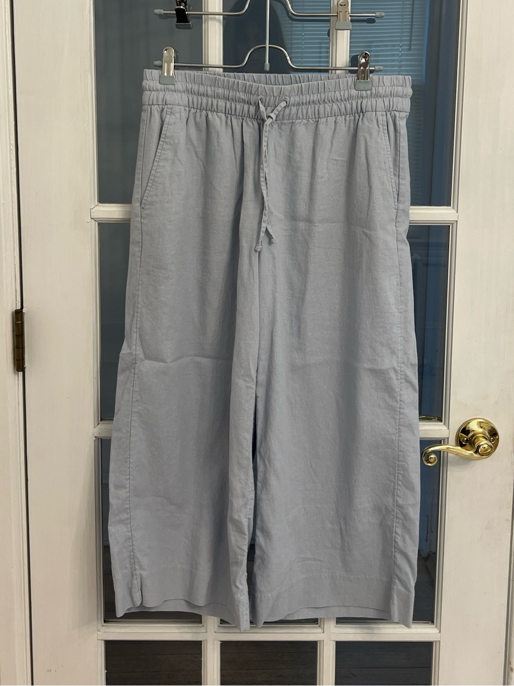 BANANA REPUBLIC Women’s Light Blue Linen Blend Drawstring Wide Leg Crop Pants